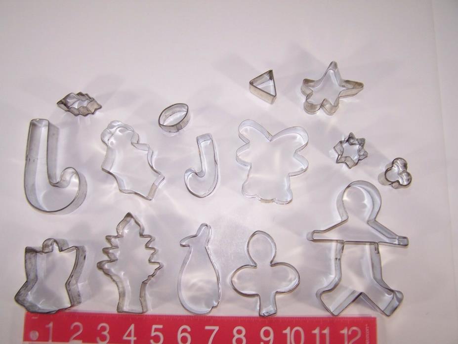 Lot Of 15 Assorted Cookie Cutters Stainless Steel