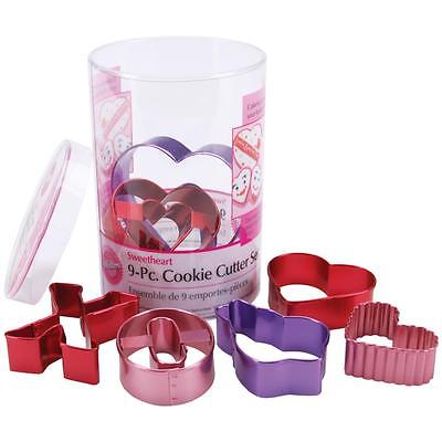 Wilton Colorful Metal VALENTINE'S COOKIE CUTTER TUB SET 9 Pc. Cookie Cutters