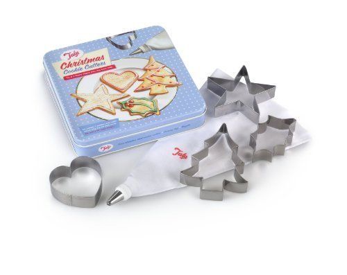 Retro Tin Christmas Cookie Bread Cutter Nozzle Icing Bag Nostalgic Cutters Set