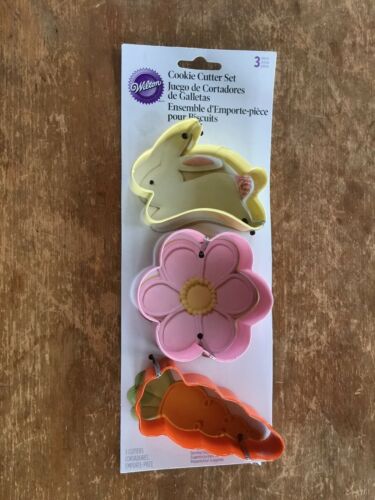 NEW  Wilton Spring Easter Metal Cookie Cutter Set Bunny Flower and Carrot