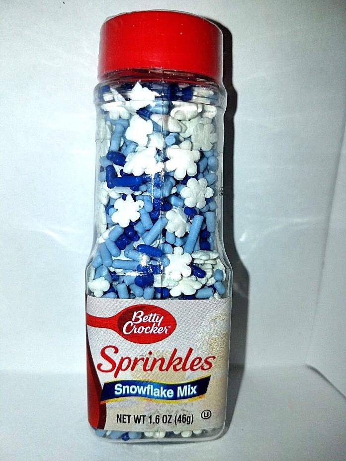 Betty Crocker Sprinkles Candy Snow Flake Mix Blue and White 1.6 ounce Bottle