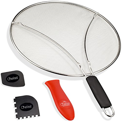 Chefast Splatter Screen Set: 13-Inch Stainless Steel Grease Guard, Cooking and -