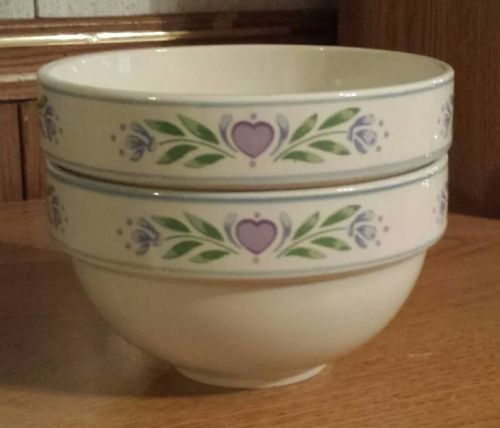 Tienshan Stoneware Laurel Hearts Bowls - Set of 2