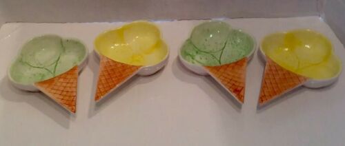 Royal Norfolk Ice Cream Cone Dessert Dish Set Of 4 Pastel Ceramic Ice Cream Dish
