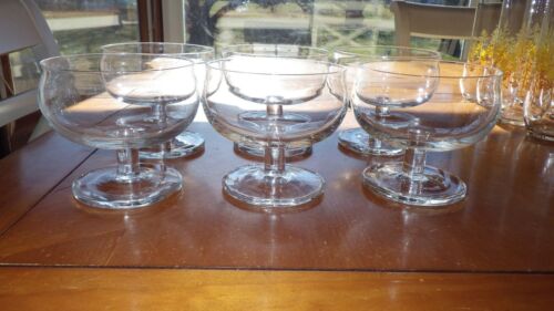 CLear Crystal Dessert Sherbets Cups 6 footed Ice Cream Dishes Berry Bowls 6