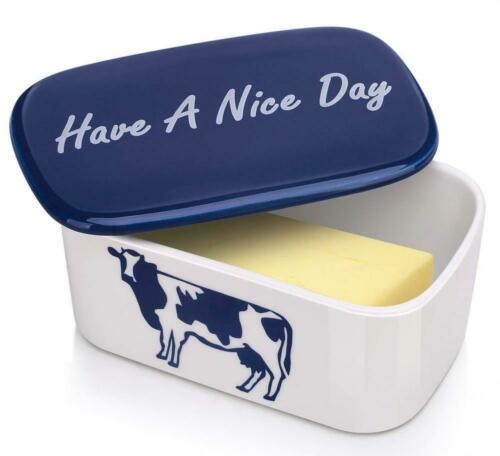 DOWAN Porcelain Butter Dish with Easy Clean Lid, Large Keeper and Deep...