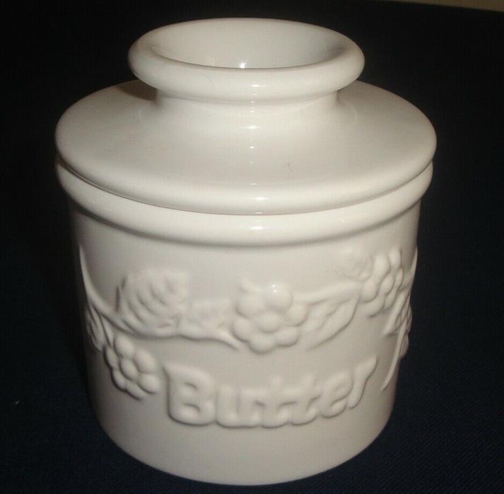 L. Tremain White Butter Bell Crock with Raised Lettering