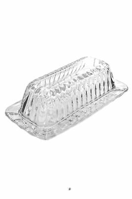 Cut Lead-Free Crystal Design Covered 1/4 lb Bar Butter Dish in Gift Box