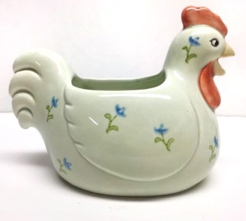 Vintage Otagiri Floral Rooster Ceramic Chicken Creamer / Planter