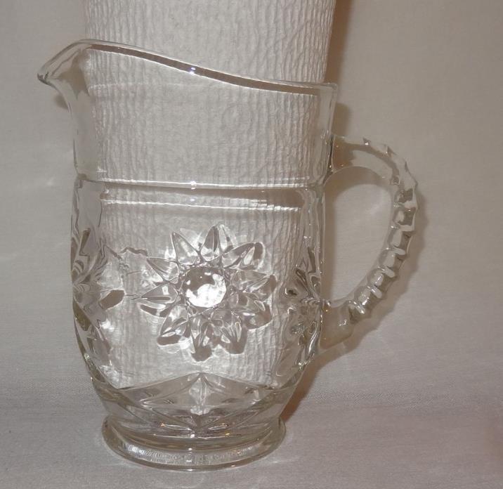 Vintage Clear Glass Star of David Anchor Hocking Prescut Creamer Small Pitcher
