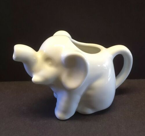 White Elephant Creamer Mini Personal 2 oz Ounces Porcelain Trunk Spout Syrup