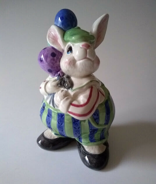 Fitz & Floyd Ballooning Bunnies Rabbit Balloons Sugar Bowl Trinket Box RETIRED