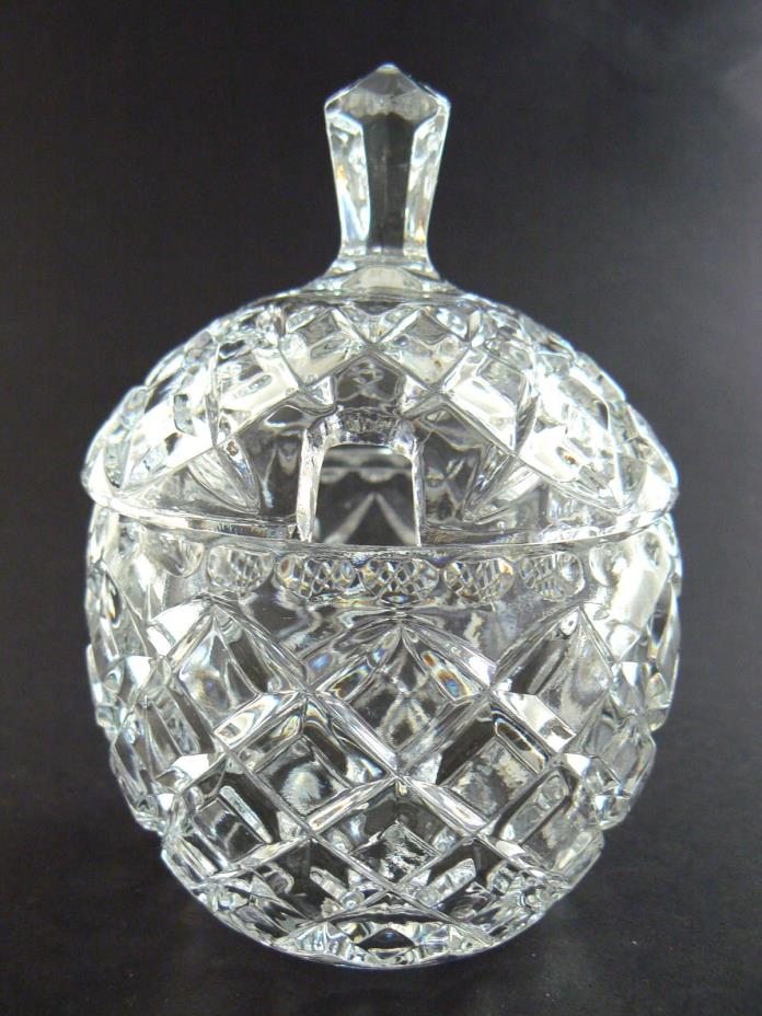 CLEAR CRYSTAL GLASS SUGAR BOWL WITH LID (A4)