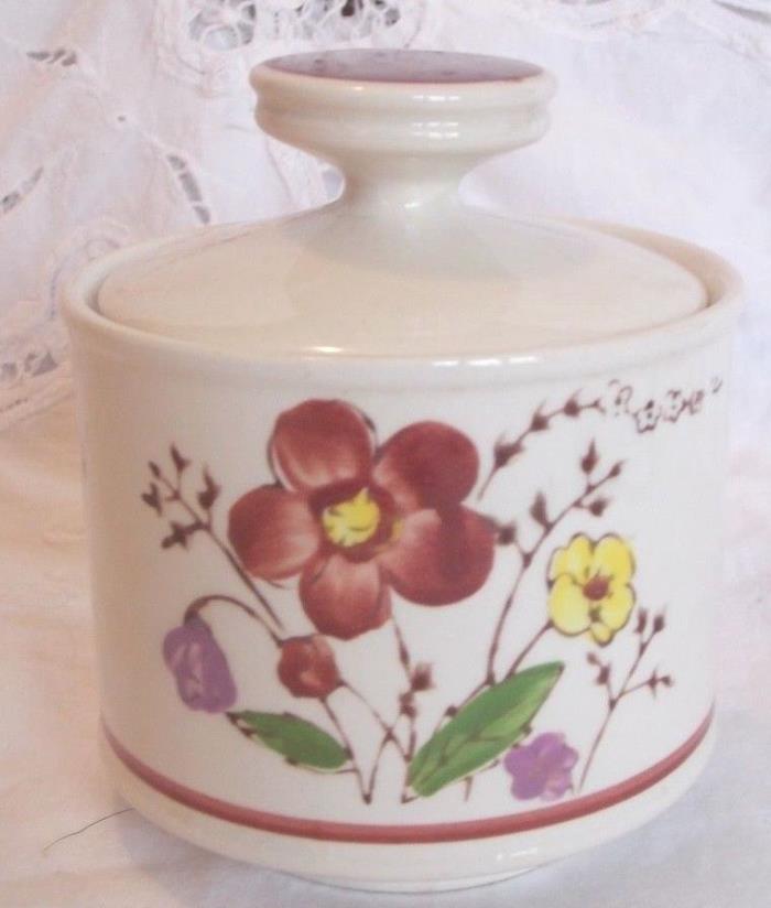 Lunastone Bali Handpainted Vintage flowered covered jar 1580