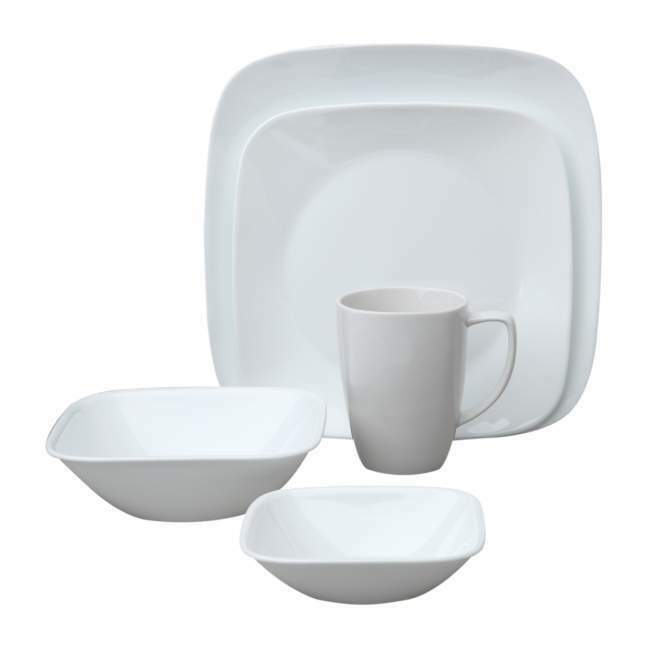 Corelle Square Pure White 30-pc Dinnerware Set Brand New