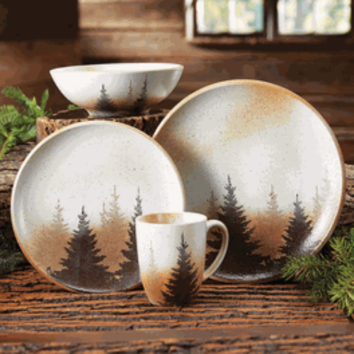 Pinewood Forest Dinnerware Country Outdoors Feel Beautiful Set