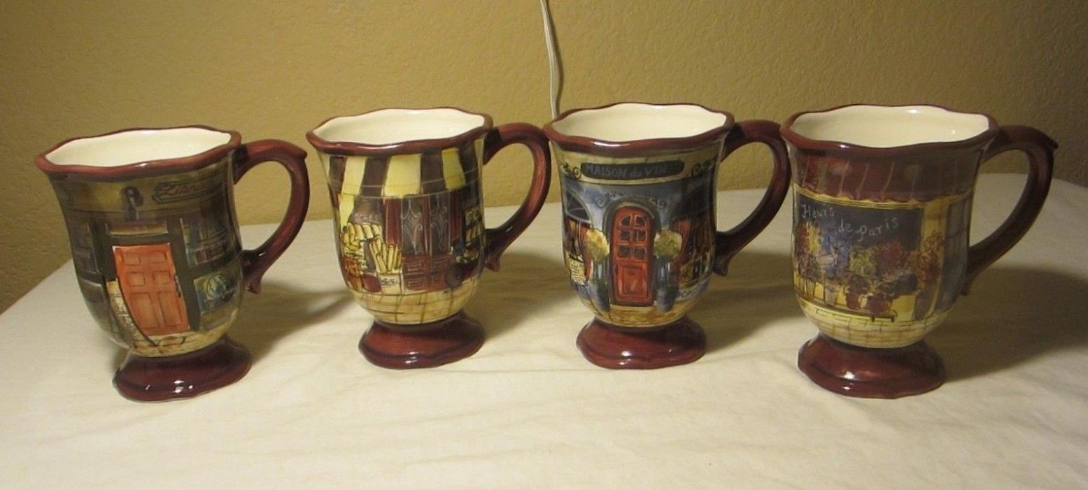 French Boulevard Mugs By Kate McRostie - Lot of 4  - Certified International