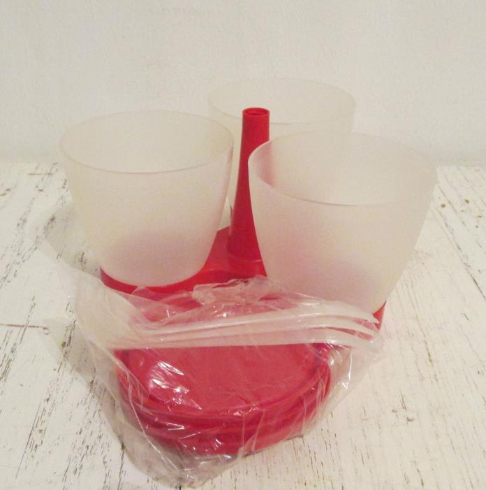 Vintage Tupperware RED Condiment Set ~ NEW without Box ~ Retro Kitchen Ware