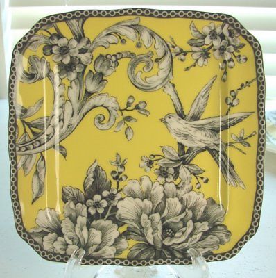 222 Fifth Adelaide Yellow Appetizer / Dessert Plates, Set of 4