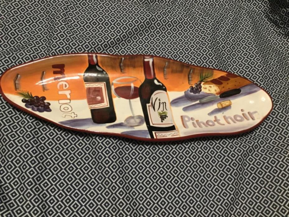 Clay Art~Wine Cellar Hand Painted Tray 20” x 7”