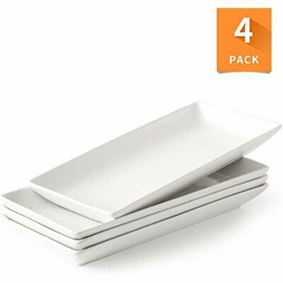 Porcelain Platters Serving Rectangular Plate/Tray For Party, 14-Inch Large White