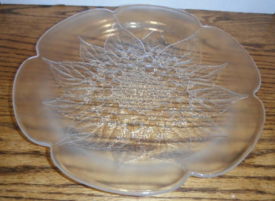 Flower Depression Clear Glass Platter Wedding  Holiday Server Plate Platter