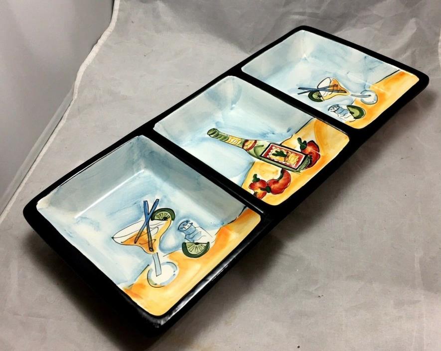 Serving Plate 3 Section Mary Jane Mitchell HousenWare Margaritas & hot papers