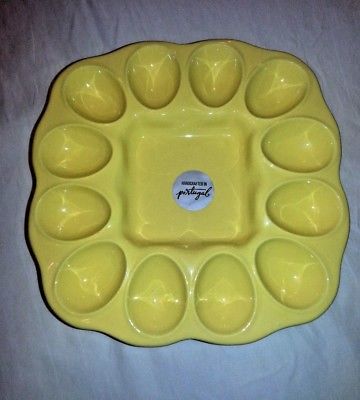 EGG Pedestal SERVING Plate DISH Tray PLATTER Holder DECOR NEW Yellow