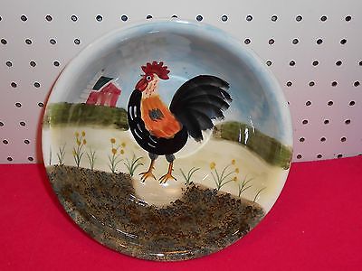 ROOSTER WITH BARN SCENE - CERAMIC SERVING BOWL