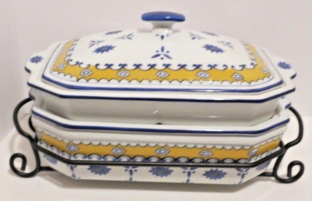 Cook Street Mutiserve 3 Serving & Baking Dishes + Wrought Iron Stand & Lid