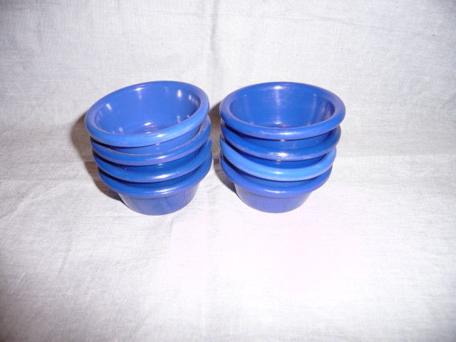 Lot of 8 Clipper 1.5 oz Ramekin Blue Melamine Cup Sauce Salsa Condiment Dip