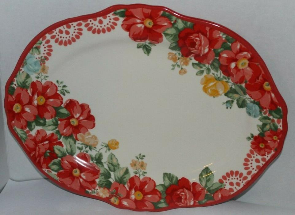 The Pioneer Woman Platter Vintage Floral Red 14.5