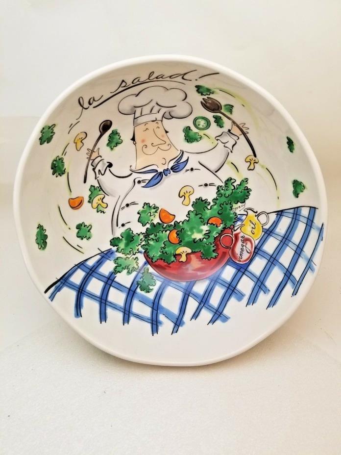 Fat Chef Salad Bowl By Mud Pie Signed