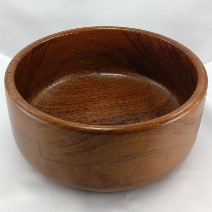 Vintage Carved Thick Wooden Serving Bowl for Salad Nuts Candy Walnut Color