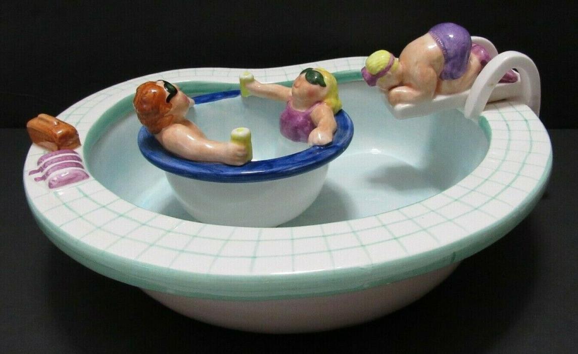 Lotus Hot Tub and Swimming Pool Novelty Chip and Dip Serving Set 1995 Party HTF