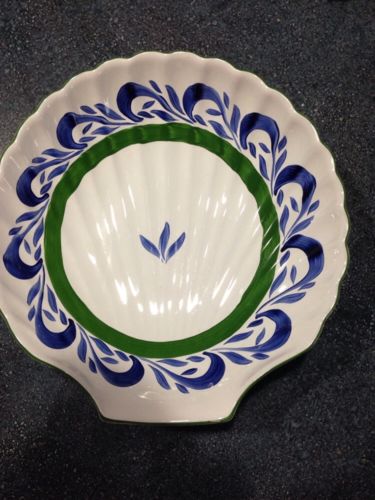 Present Tense Shell Dish White Blue Green