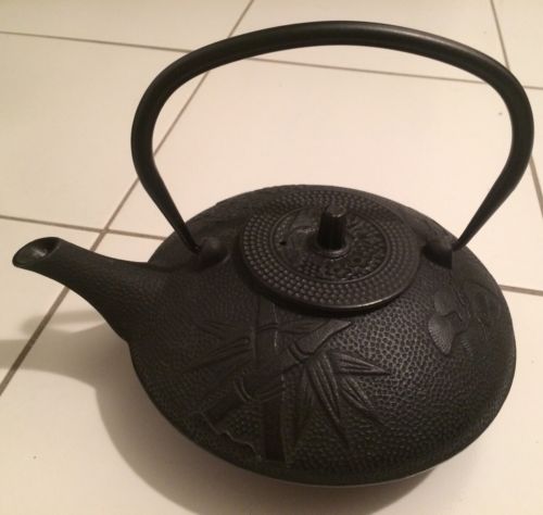 Brand New Creative Home 73482 Kyusu Cast Iron Tea Pot, 38 oz., Black