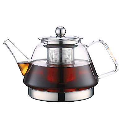 ToYo Hofu Heat Resistant Borosilicate Clear Glass Tea Pot Induction Kettle with