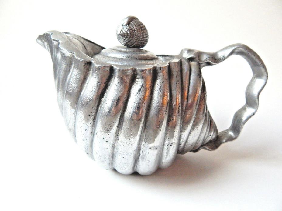 Cast Metal Teapot Kettle Seashell Design