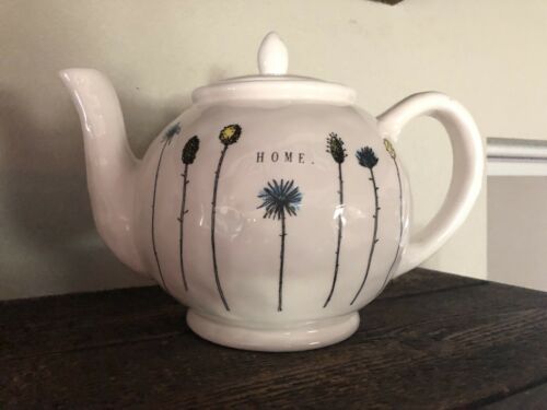 Rae Dunn Home Line Collection HOME Teapot Dimples Flowers NEW