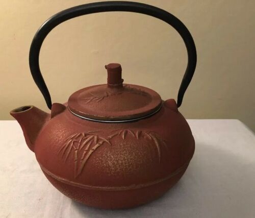40 fl oz Brown Flowers Japanese Cast Iron Teapot Tetsubin with Infuser Filter