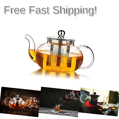 Hiware Good Glass Teapot with Stainless Steel Infuser & Lid, Borosilicate Gla...