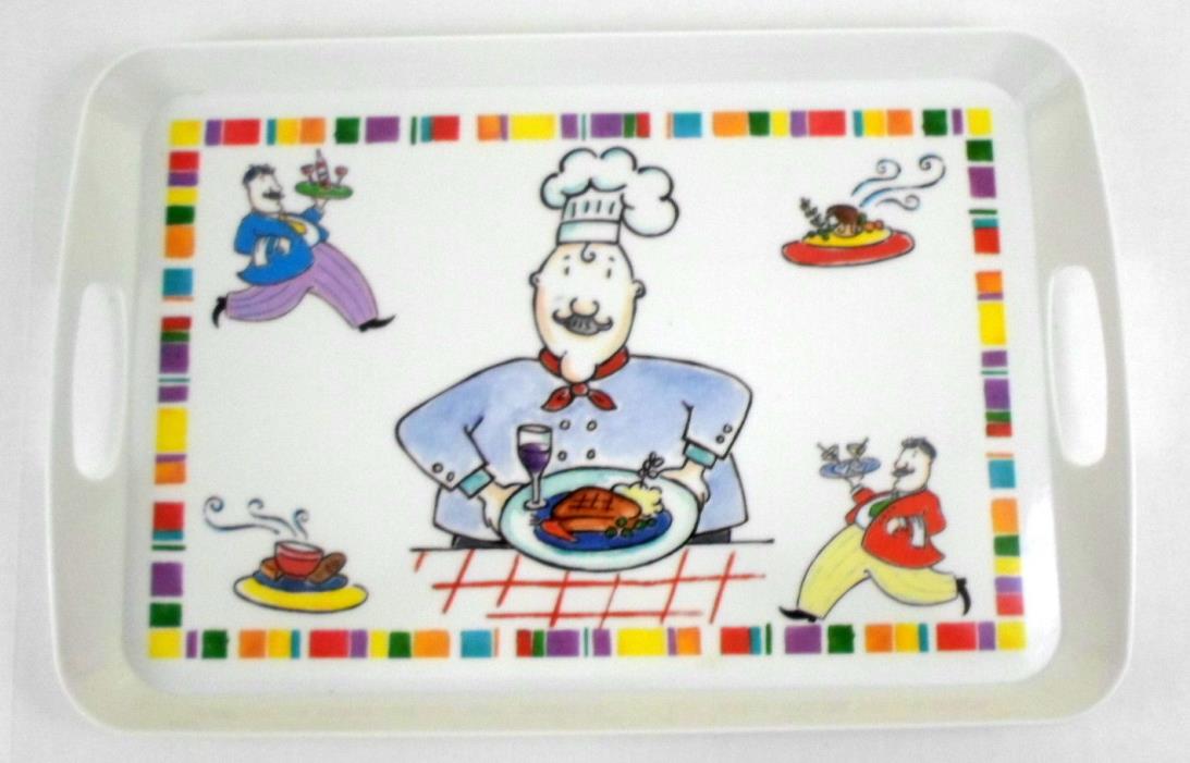 EVERGREEN Melamine Serving Tray w Cutout Handles Cartoon French Chef