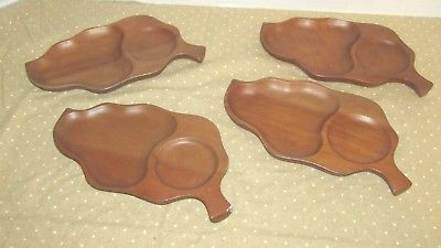 Woodcraft Woodware Japan cherry wood set 4 snack plates trays Mid century modern
