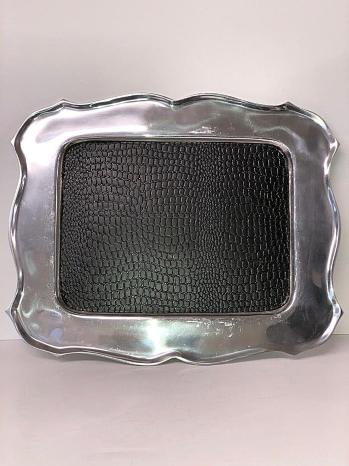 Contemporary stainless steel serving tray