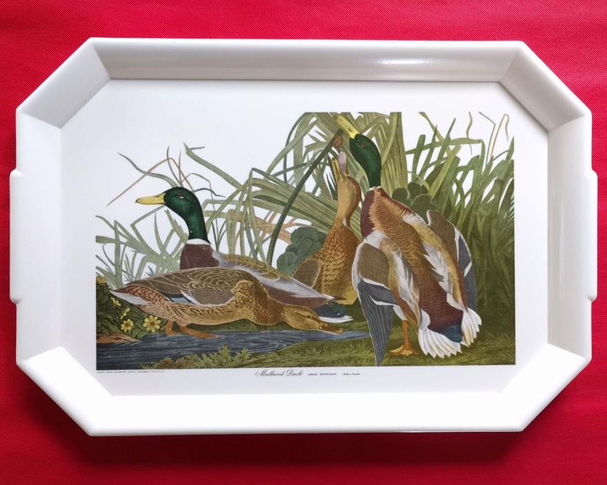 Mallard Ducks Tray Beige Melamine w/ John J. Audubon Print Graphics