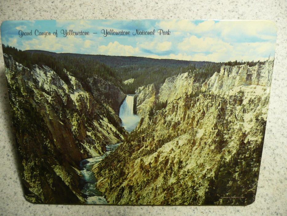 Vintage YELLOWSTONE Nat. Park, Grand Canyon picture wall plaque / table hot pad