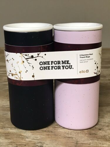 Ello Campy Insulated Stainless Steel Travel Mugs Set Of 2 Pink & Navy