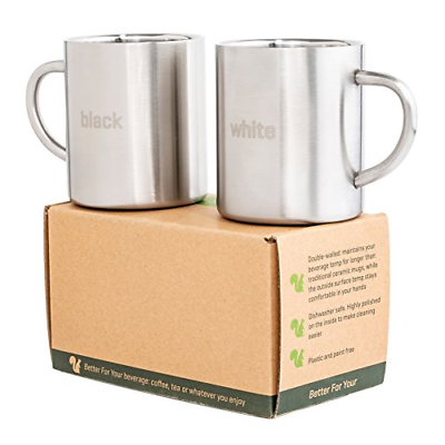 Stainless Steel Coffee Mugs Camping - Double Wall BPA free 13.5oz Metal Coffee -