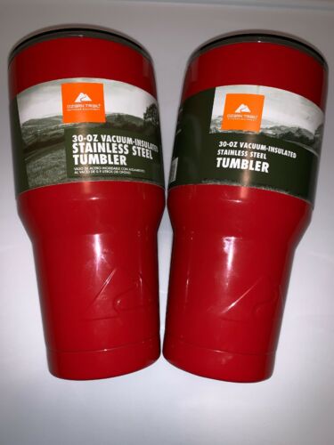 2 PACK Red Ozark Trail 30 oz Vacuum Insulated Stainless Steel Tumbler NEW